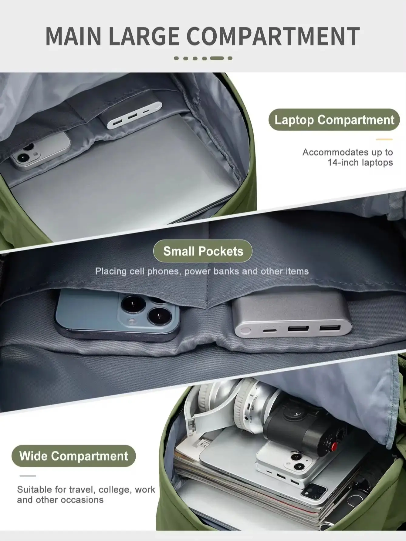 Multi-Compartment Laptop Backpack - Image 3
