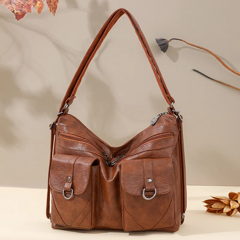 Retro Multi-Way PU Backpack - Image 8