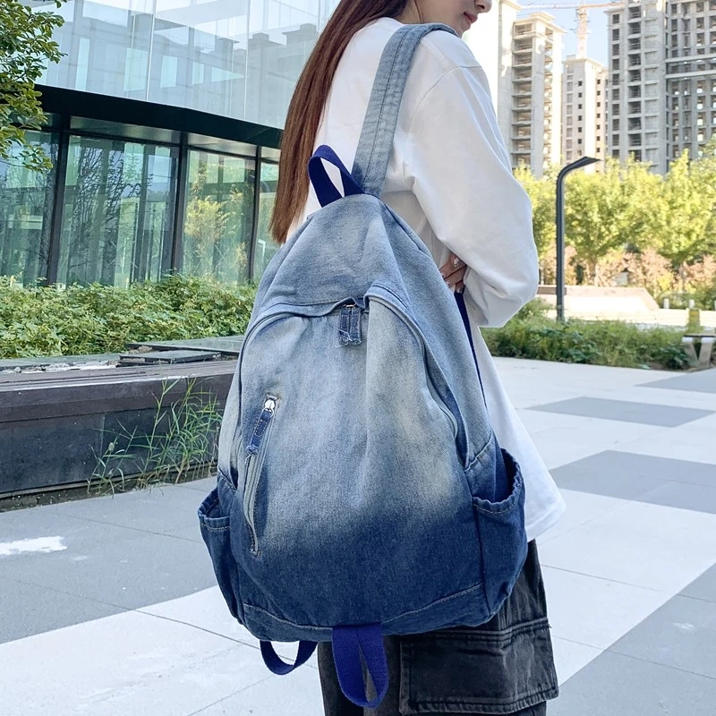 Washed Denim Everyday Backpack - Image 2