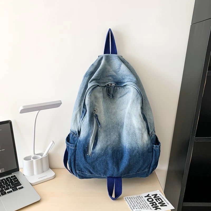 Washed Denim Everyday Backpack - Image 5