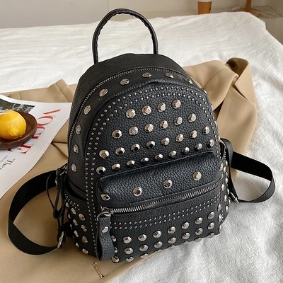 Rivet Trim PU Backpack - Image 9