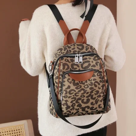 Leopard Print Oxford Backpack