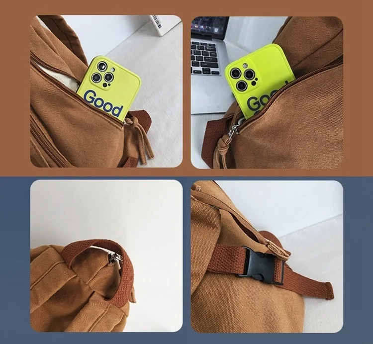 Large Washed Canvas Backpack - Image 4