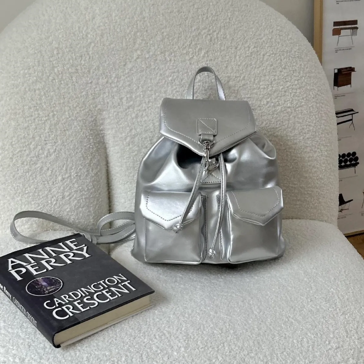 Mini Drawstring Flap Backpack - Image 2