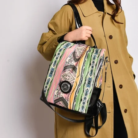 Geometric PU Commuter Backpack