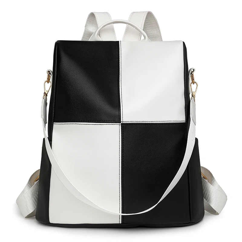 Plaid PU Anti-Theft Backpack - Image 8