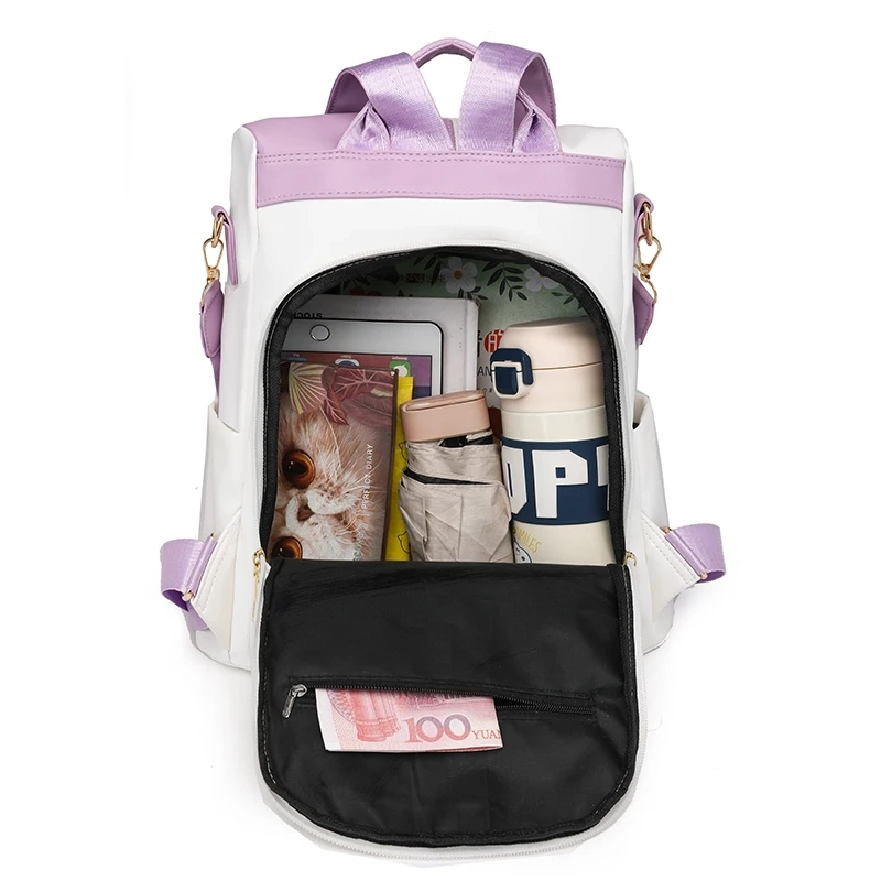 Plaid PU Anti-Theft Backpack - Image 4