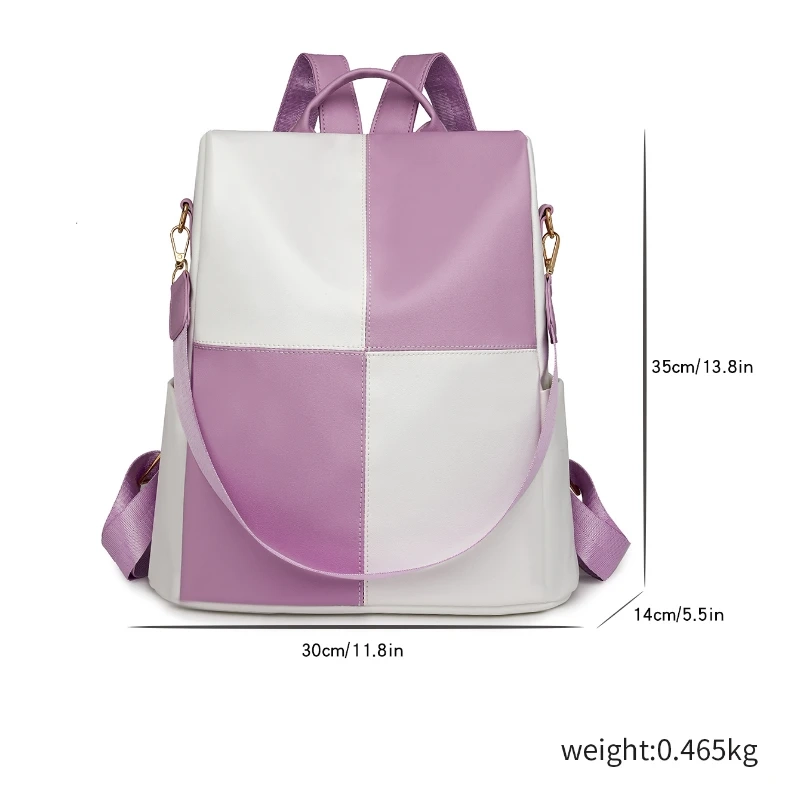Plaid PU Anti-Theft Backpack - Image 6