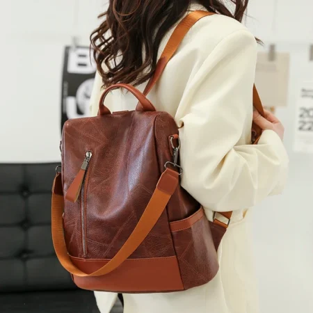 Stitched PU Anti-Theft Backpack