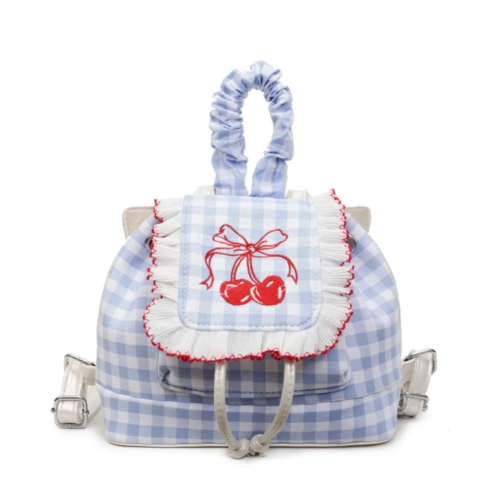 Cherry Bow Plaid Mini Backpack - Image 2