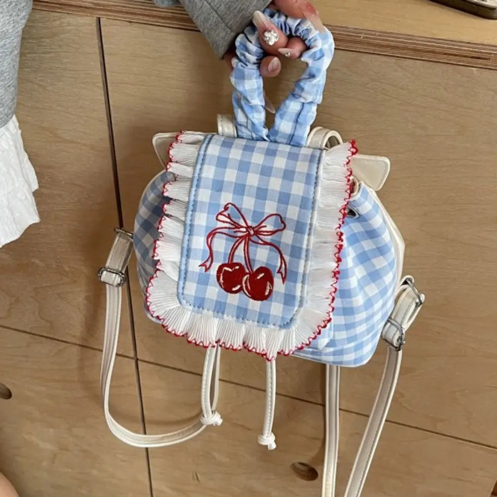 Cherry Bow Plaid Mini Backpack
