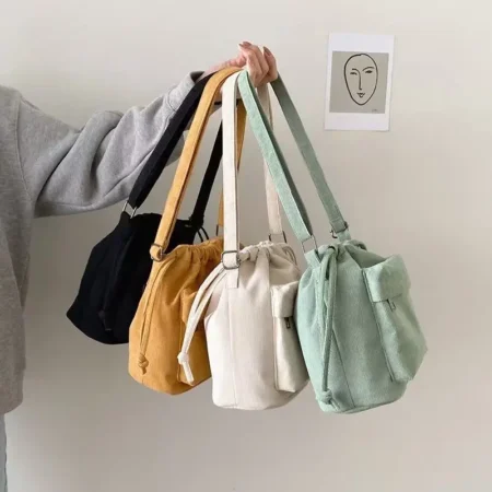 Corduroy Bucket Crossbody Bag