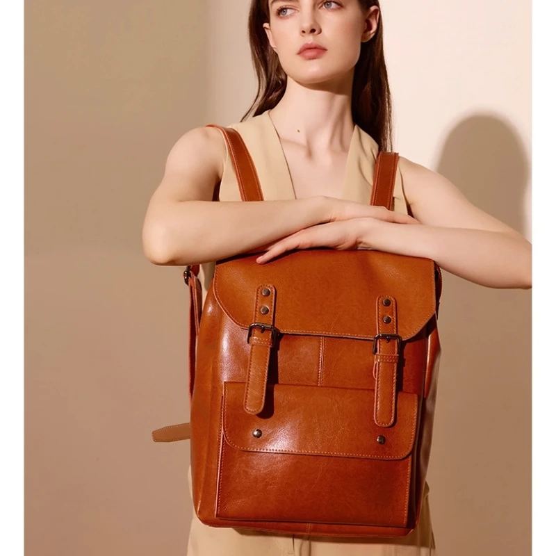 Vintage Leather Laptop Backpack - Image 2
