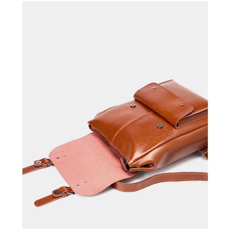 Vintage Leather Laptop Backpack - Image 5