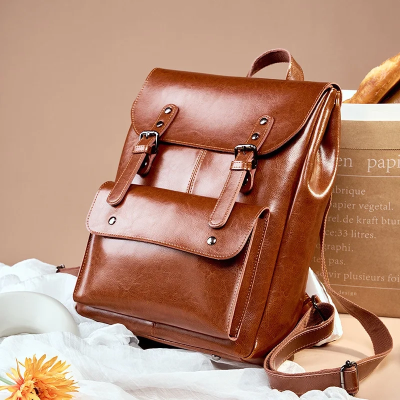 Vintage Leather Laptop Backpack