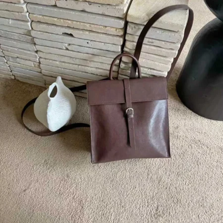 Top Handle Leather Office Backpack