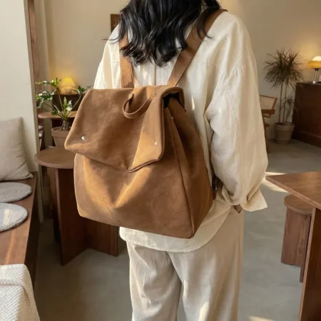 Vintage Suede Flap Backpack