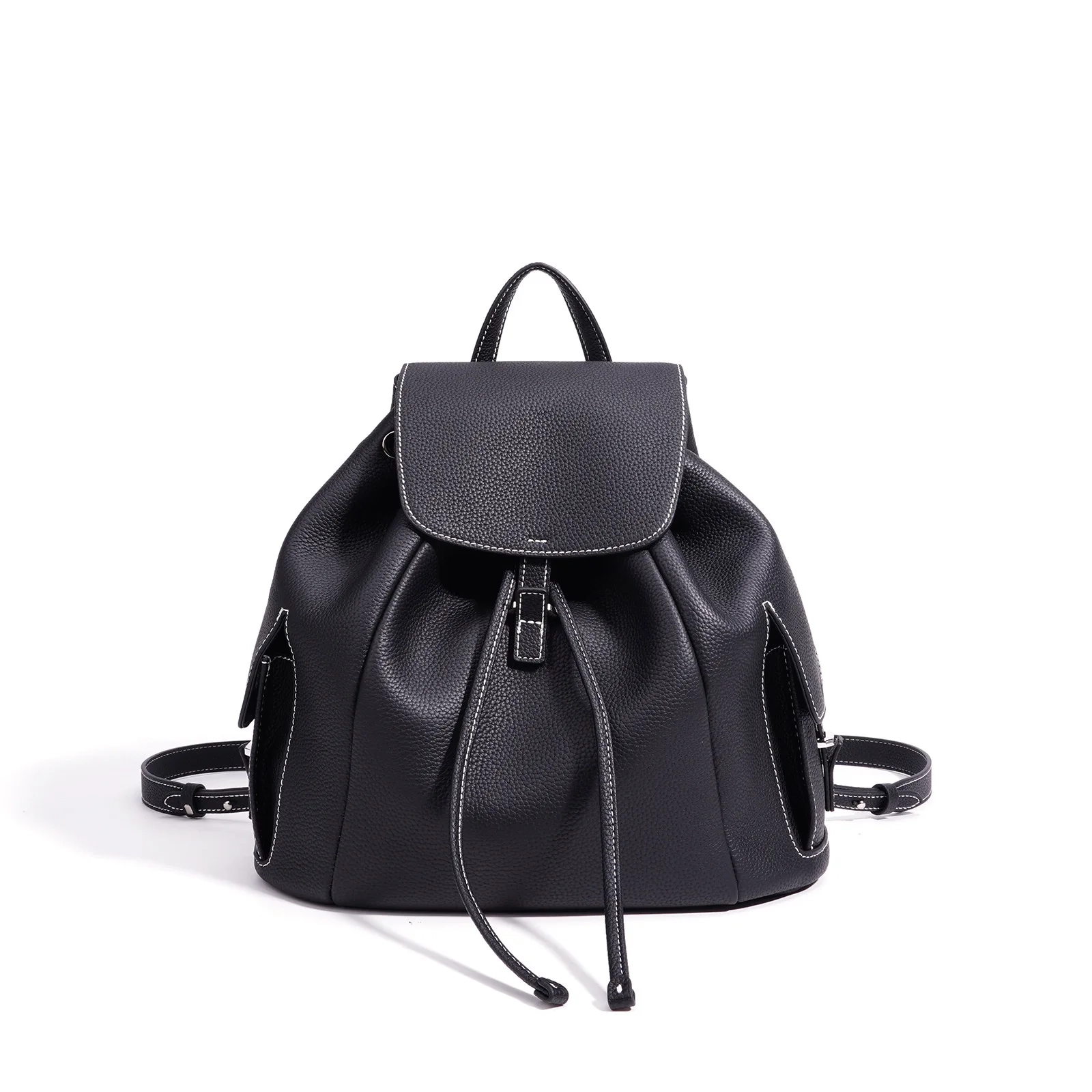Leather Drawstring Anti-Theft Backpack - Image 9