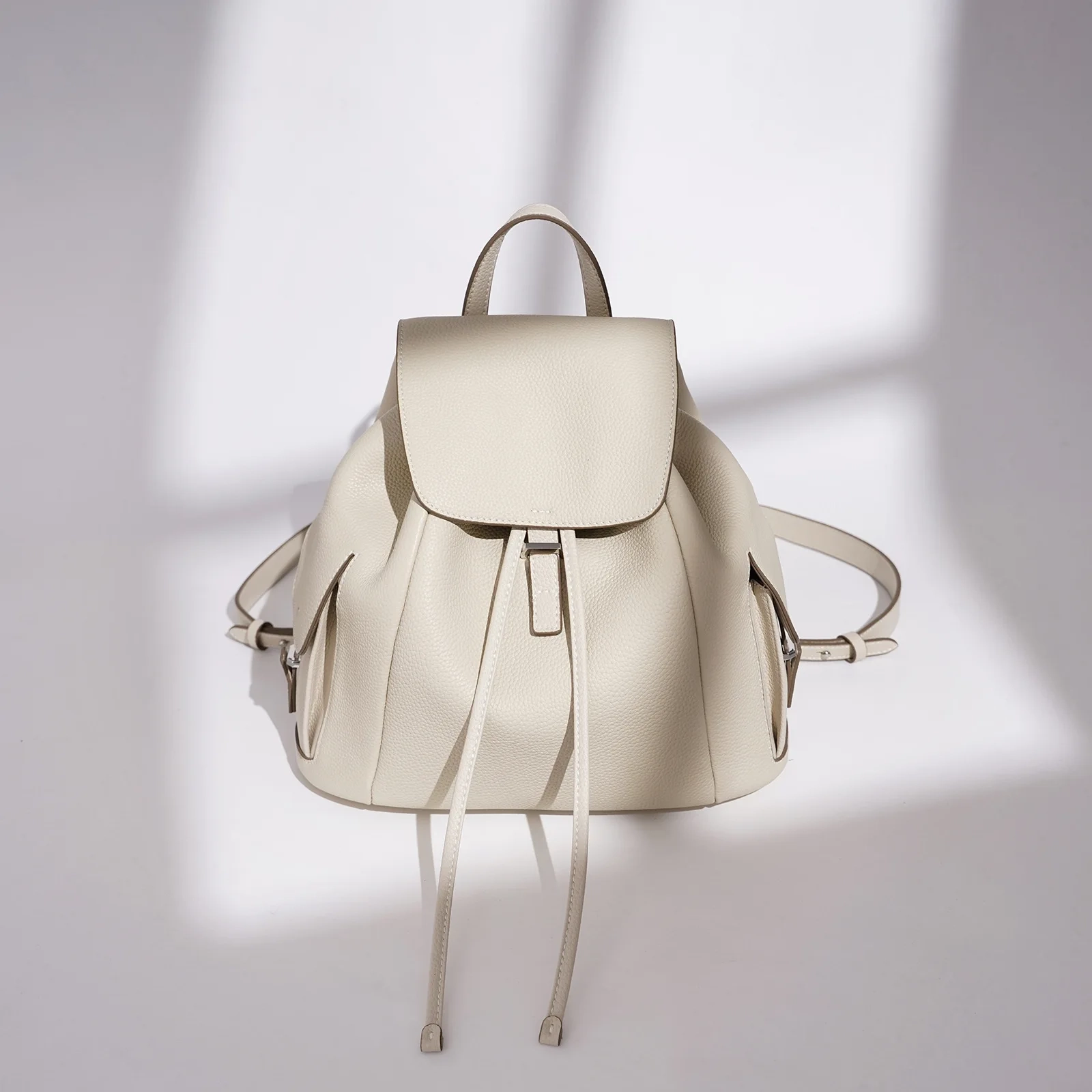 Leather Drawstring Anti-Theft Backpack - Image 2