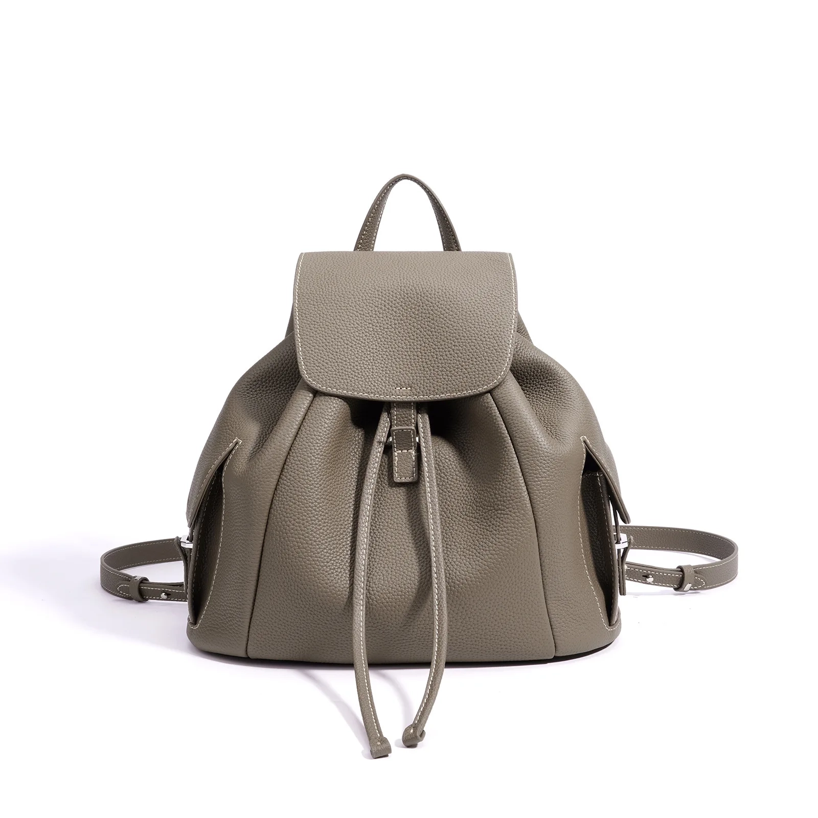 Leather Drawstring Anti-Theft Backpack - Image 8