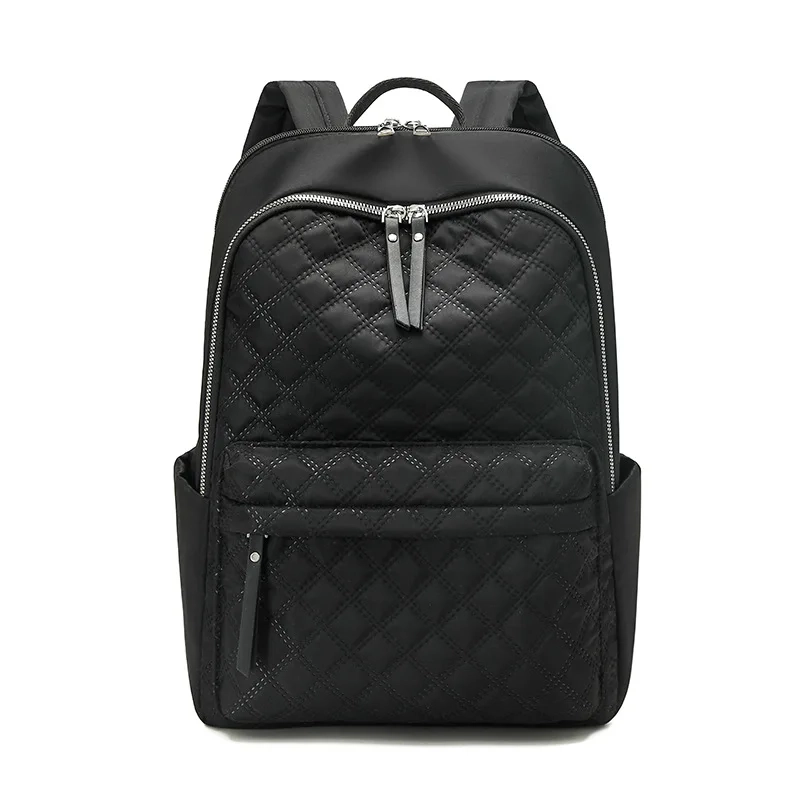 Rhombic Embroidered Nylon Backpack - Image 5