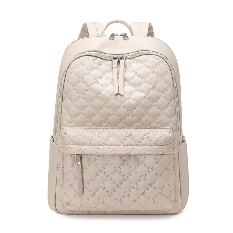 Rhombic Embroidered Nylon Backpack - Image 6