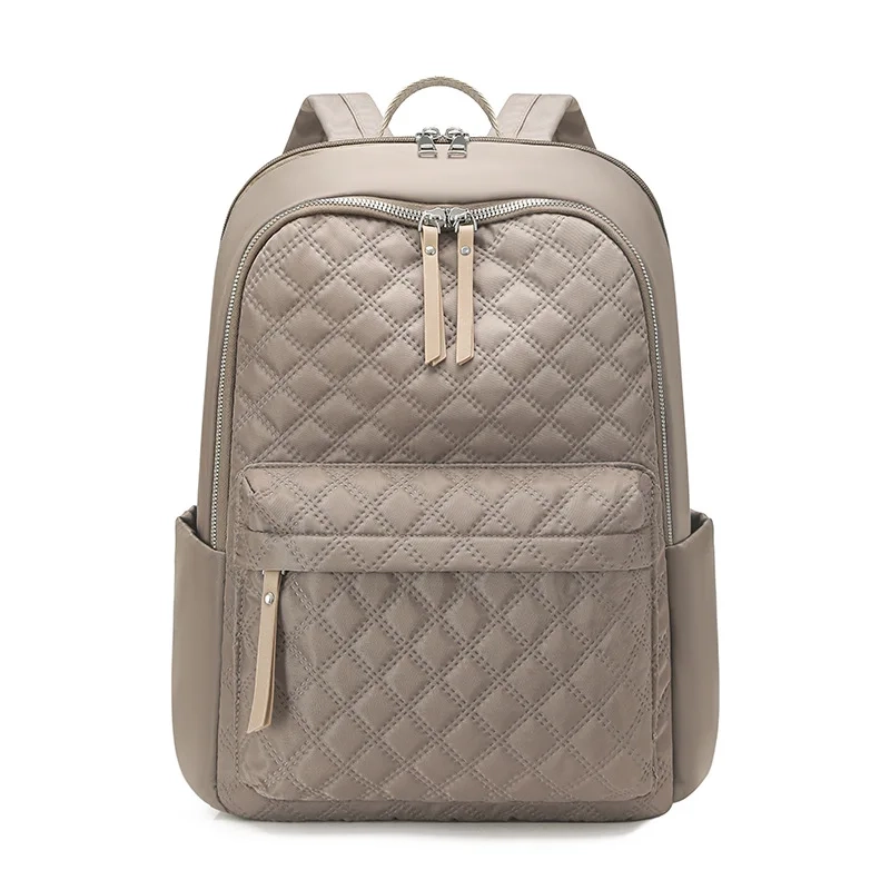 Rhombic Embroidered Nylon Backpack - Image 7