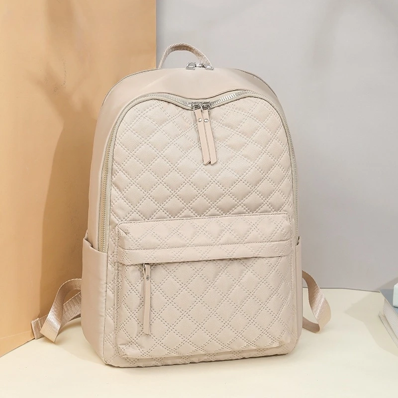 Rhombic Embroidered Nylon Backpack - Image 2