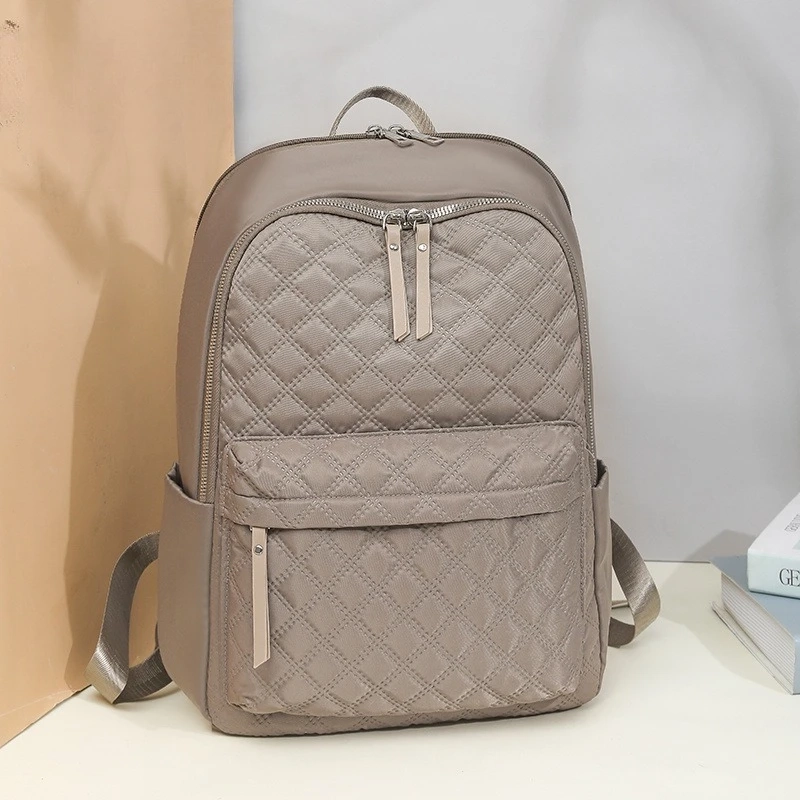 Rhombic Embroidered Nylon Backpack - Image 3