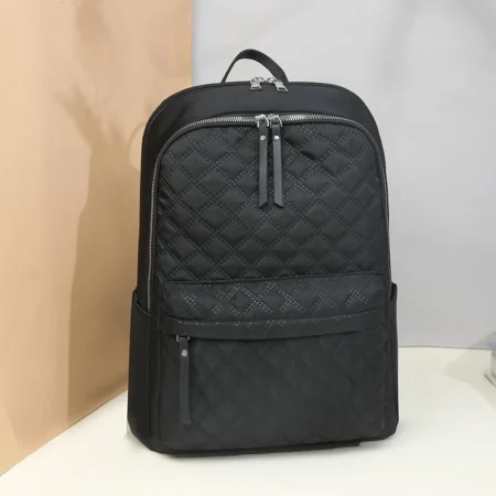 Rhombic Embroidered Nylon Backpack