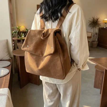 Vintage Suede Flap Backpack