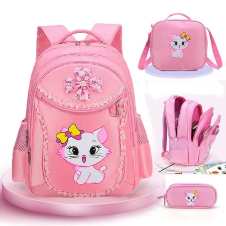 Pink Cat School Backpack